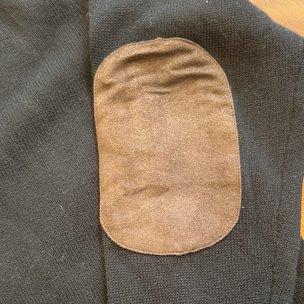 Chaps Men's Black Sweater with Dark Brown Elbow Patches - Picture 4 of 10